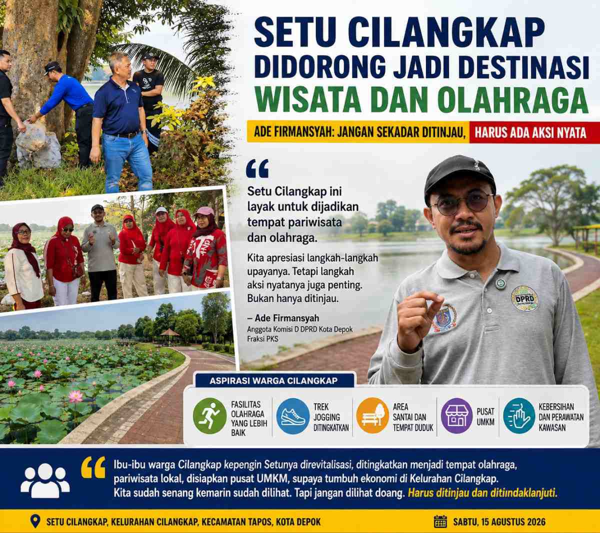 Potensi Besar Setu Cilangkap, Ade Firmansyah: Peninjauan Belum Cukup, Butuh Revitalisasi Nyata Potensi Besar Setu Cilangkap, Ade Firmansyah: Peninjauan Belum Cukup, Butuh Revitalisasi Nyata