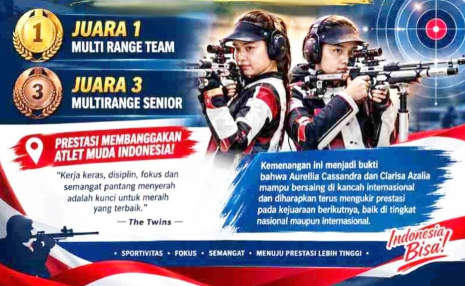 The Twins Berjaya! Aurellia dan Clarisa Sabet Emas di Kejuaraan Menembak Internasional 2026