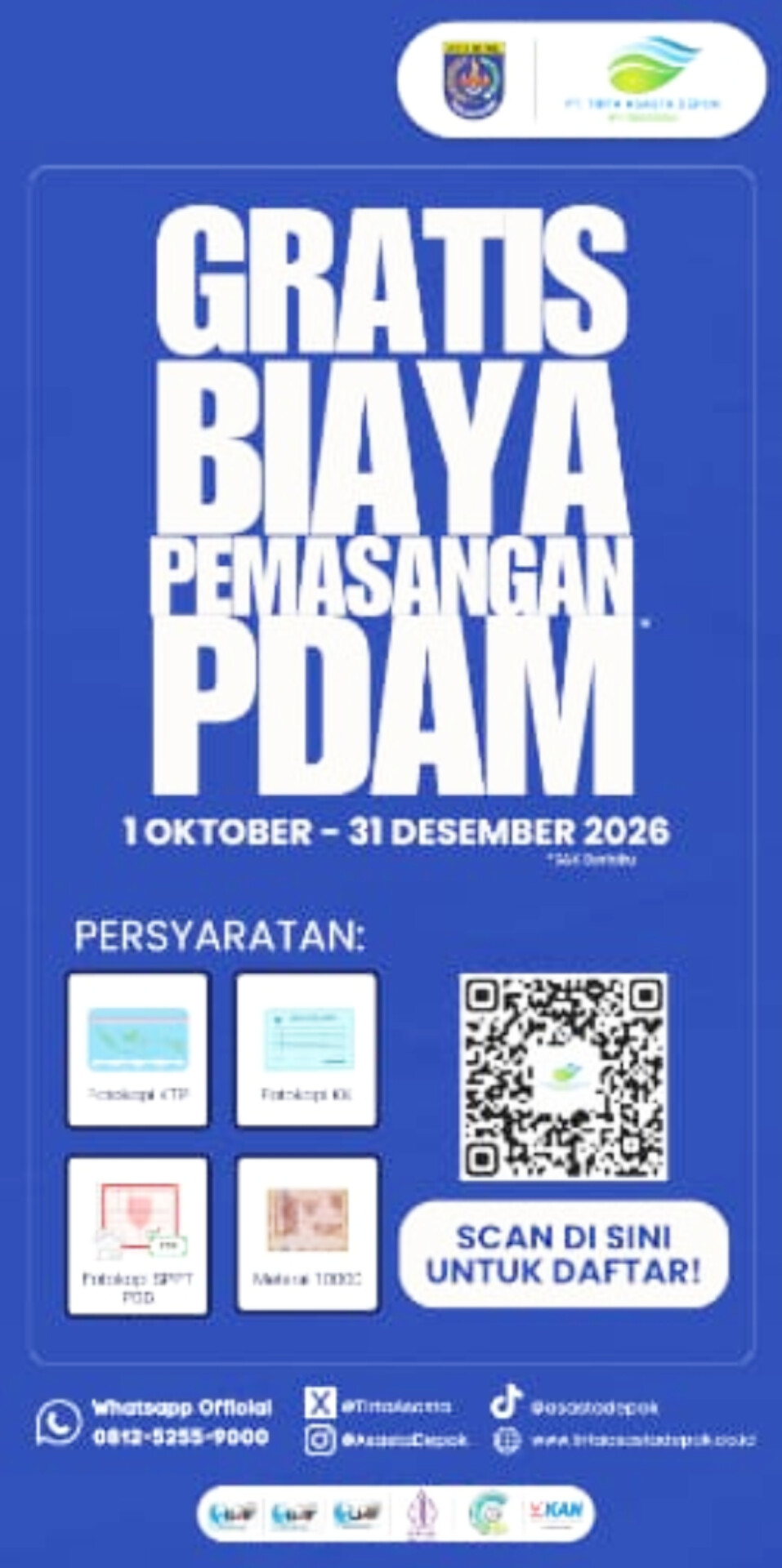 Optimalisasi Jaringan, Tirta Asasta Depok Gratiskan Penyambungan Baru Hingga Akhir Tahun