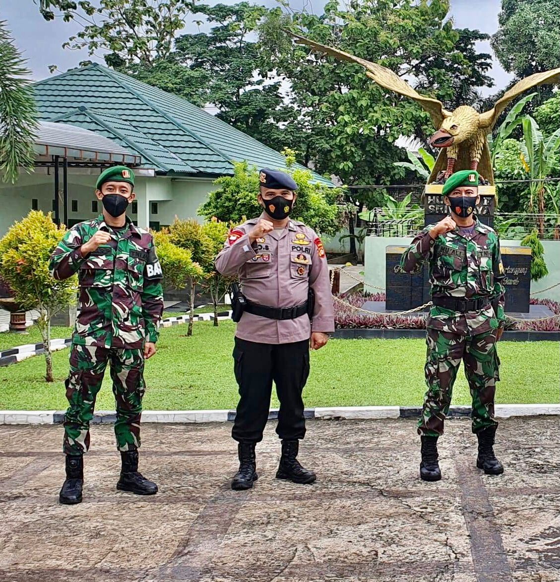 Tingkatkan Sinergitas, Personel Gegana Satbrimob Polda Sumsel Sambangi Mako Hubdam II Sriwijaya