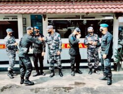 Tingkatkan Sinergitas Antara TNI – Polri, Personel Satbrimob Polda Sumsel Sambangi Lanal Palembang