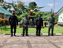 Tingkatkan Sinergitas TNI – Polri, Personel Satbrimob Polda Sumsel Lakukan Kunjungan Ke Hubdam II/Sriwijaya