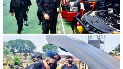 Usai Pimpin Apel Kesiapsiagaan Personel, Dansat Brimob Polda Sumsel Cek  Kelengkapan Peralatan dan Kendaran