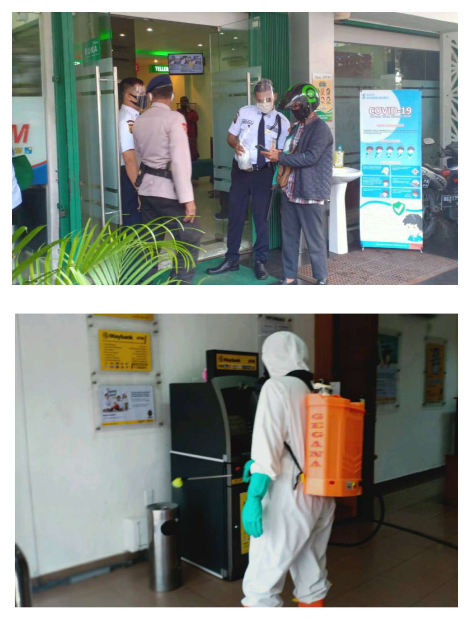 Antisipasi Penyebaran Virus Covid-19 Dan Variant Baru, Brimob Sumsel Lakukan Penyemprotan Disinfektan Di Fasilitas Publik