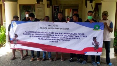 Bentangkan Spanduk, Koalisi Mahasiswa Papua di Malang Nyatakan Dukungan  DOB dan Otsus di Tanah Papua