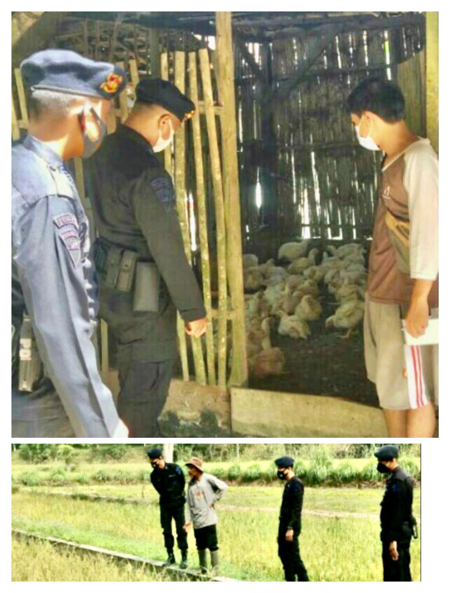 Selain Berikan Himbauan Kamtibmas,Personel Brimob Polda Sumsel Juga BeriKan Himbauan Prokes Saat Datangi 2 Desa Di OKU Timur