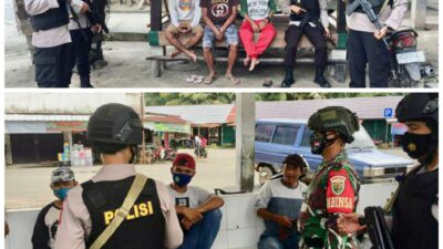 Patroli Di Wilayah Pali, Personel Satbrimob Polda Sumsel Gunakan Senjata Lengkap Guna Menjamin Keamanan Masyarakat