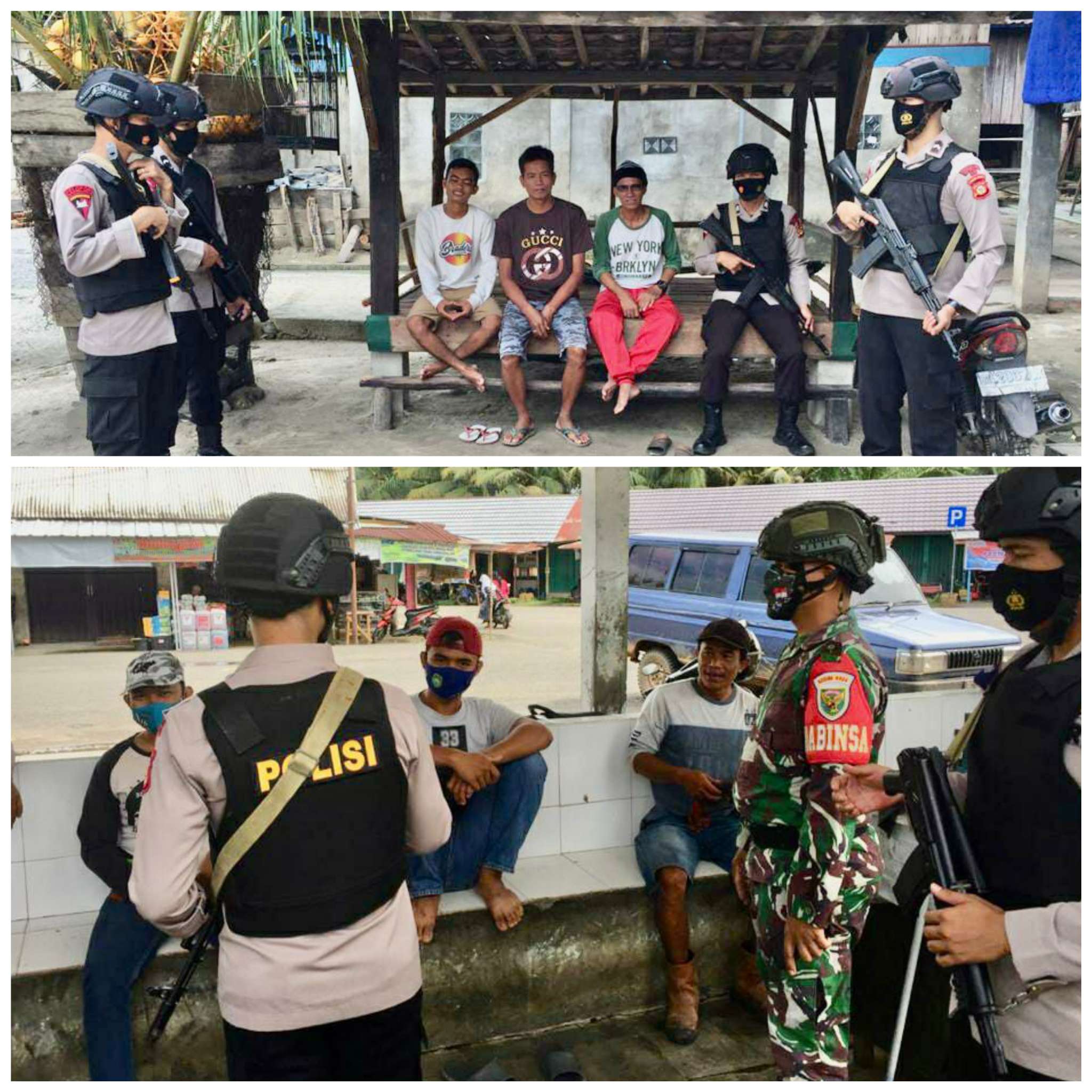 Patroli Di Wilayah Pali, Personel Satbrimob Polda Sumsel Gunakan Senjata Lengkap Guna Menjamin Keamanan Masyarakat