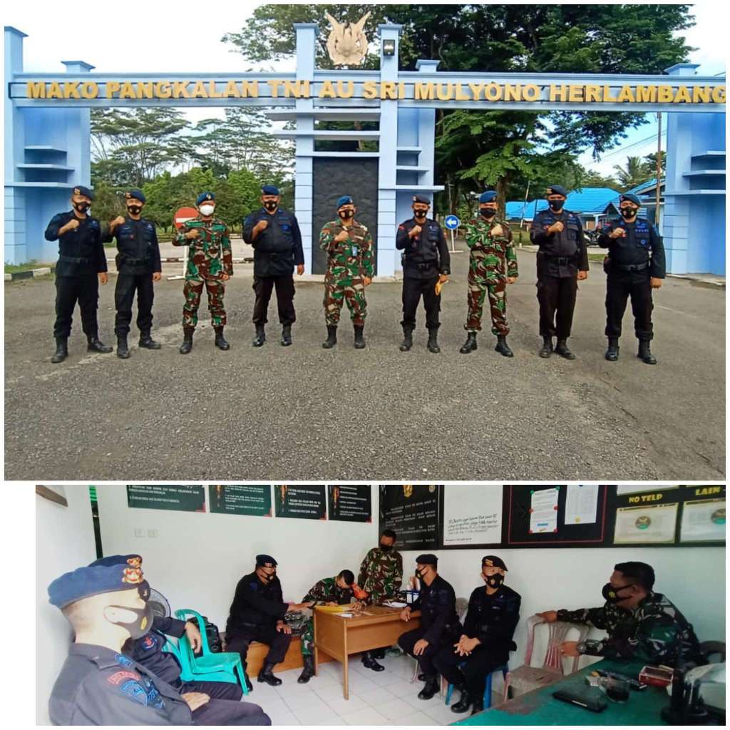 Prajurit TNI-AU Sri Mulyono Herlambang Berikan Sambutan Hangat Saat Menerima Kehadiran Personel Brimob Sumsel