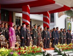 Bertempat Di Halaman Griya Agung Kota Palembang, Dansat Brimob Polda Sumsel Ikuti Upacara HUT Bhayangkara Ke-76  Secara Virtual