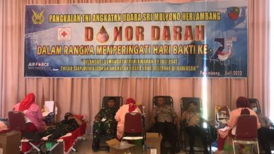 Peringatan Ke-75 Hari Bakti TNI AU, Brimob Sumsel Turut Dalam Aksi Sosial Donor Darah