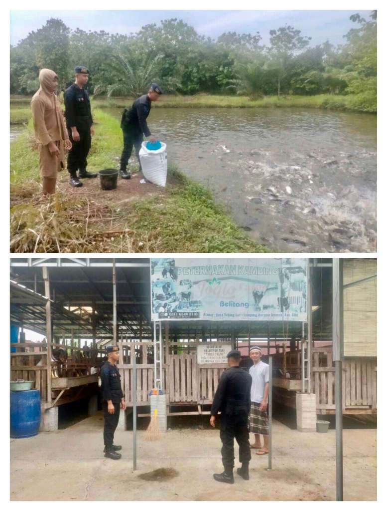 Himbauan Untuk Terus Tingkatkan Produktivitas Pangan Disampaikan Personil Brimob Sumsel Saat Sambangi Para Peternak Di OKU Timur