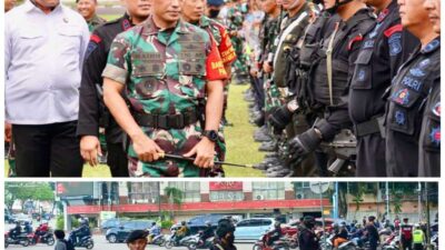 Personel Brimob Polda Sumsel dan TNI Lakukan Pengamanan Kunjungan Kerja Ibu Negara di Kota Palembang
