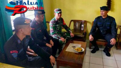 Personel Brimob Sumsel Sambangi Koramil 403/03/Martapura Dalam Giat Sinergitas Kewilayahan