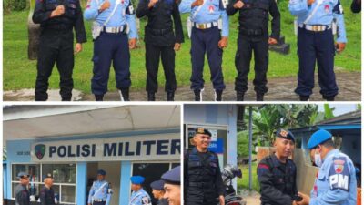 Pupuk Sinergitas TNI-POLRI, Personel Batalyon A Pelopor Brimob Sumsel Sambangi Pos PM Pangkalan TNI AU Sri Mulyono Herlambang