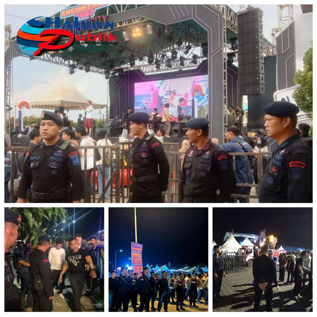 Perkuatan Polrestabes Palembang, Brimob Sumsel Lakukan Pengamanan Konser Musik Disejumlah Titik