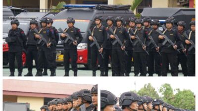 Guna Menghadapi Segala Bentuk Ancaman Kantibmas, Jajaran  Satbrimob Polda Sumsel Laksanakan Apel Gelar Pasukan dan Peralatan