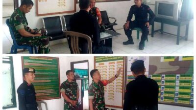 Sambangi Makoramil 402-06 Tanjung Batu,  Brimob Sumsel Perkuat Sinergitas Terkait Keamanan Wilayah