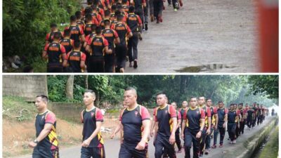 Giat Olahraga Pagi Batalyon A Pelopor Satbrimob Polda Sumsel Untuk Jaga Kebugaran Tubuh