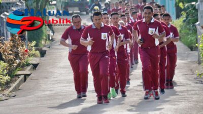 Giat Olah Tubuh, Brimob Sumsel Lari Pagi Tempuh Jarak 5 KM