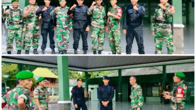 Brimob Sumsel Sambangi Kodim 402/Kayu Agung, Tingkatkan Sinergitas TNI-Polri