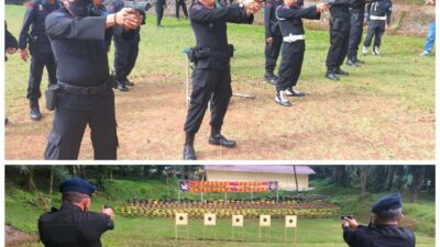 Tingkatkan Kemampuan Personel, Brimob Sumsel Gelar Latihan Menembak