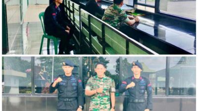 Dalam Rangka Silaturahmi, Personel Brimob Sumsel Kunjungi Makodim 402/Kayu Agung