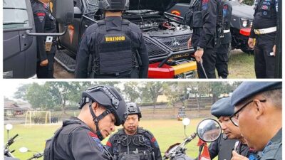 Danyon A Pelopor, Pimpin Giat Apel Gelar Pasukan dan Pengecekan Kendaraan Satbrimob Polda Sumsel