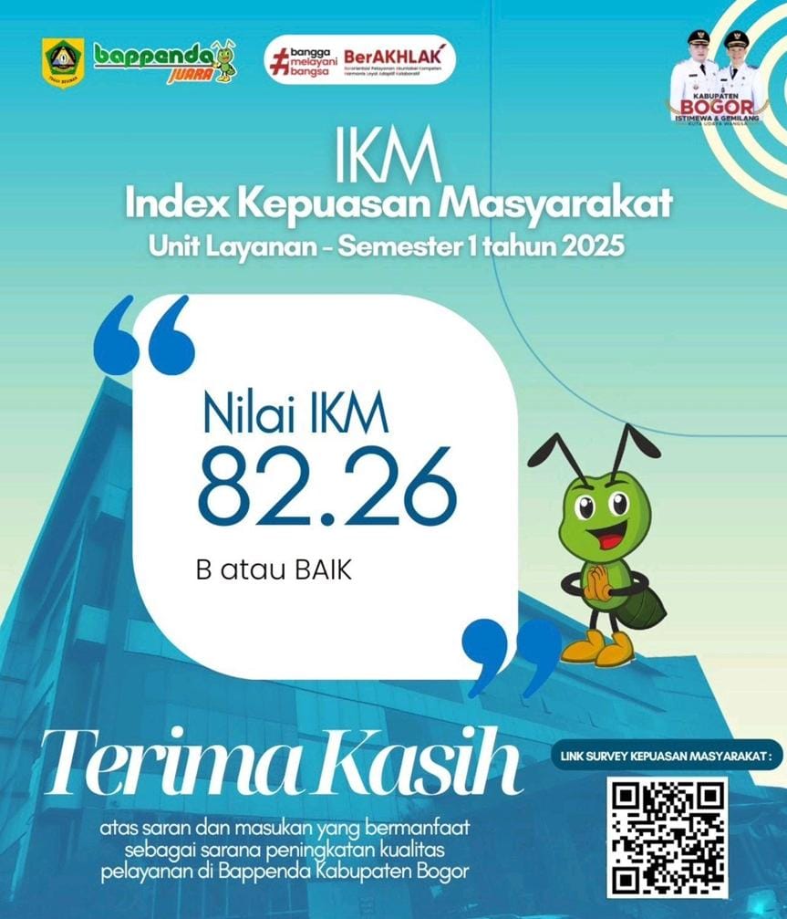 Bappenda Kabupaten Bogor Raih nilai 82,26 Predikat B Indeks Kepuasan Masyarakat di Semester I